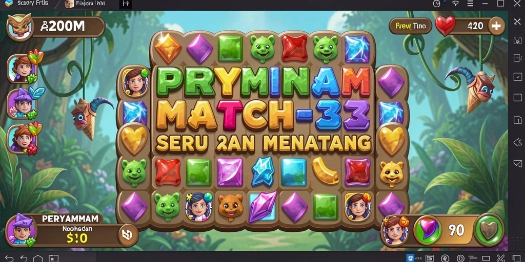 Screenshot gameplay A200M dengan permata berwarna-warni menarik.