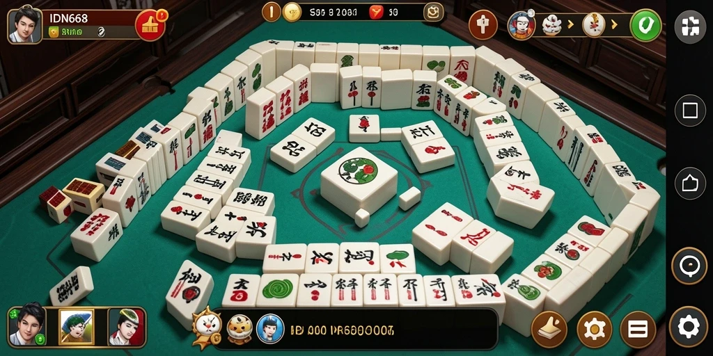 Screenshot utama IDN668 menampilkan gameplay Mahjong yang menantang dan grafis menarik.