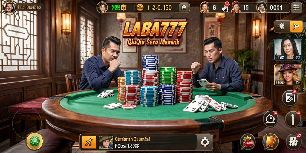 Tampilan gameplay seru dari LABA777 saat bermain QiuQiu.