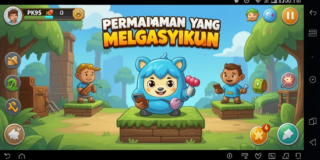 Screenshot gameplay PK95 menampilkan suasana santai dan interaksi yang menarik.