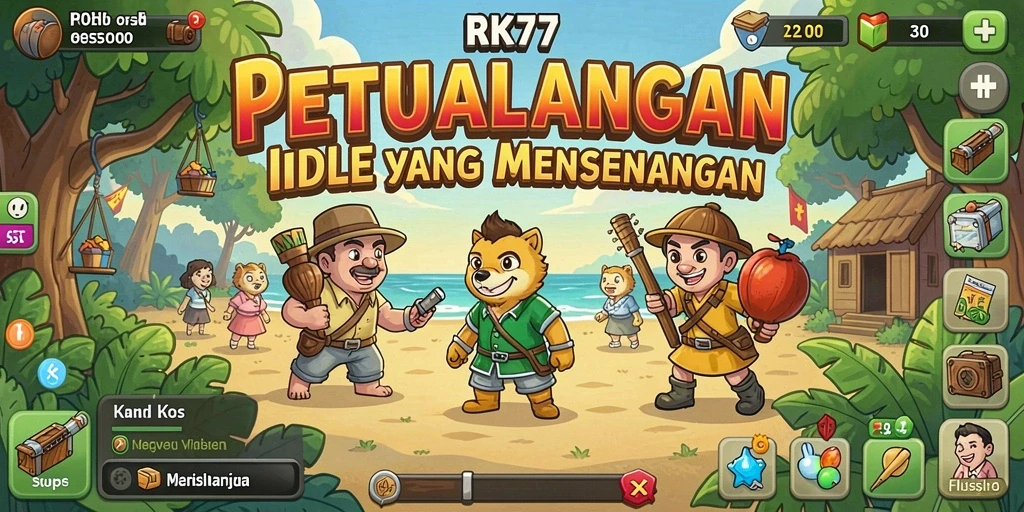 Tampilan gameplay RK77 yang seru dan penuh warna dengan elemen Idle.