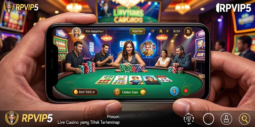 Screenshot RPVIP5 menunjukkan dealer langsung dalam aksi yang mendebarkan.