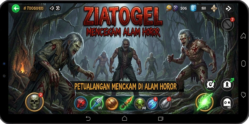 Screenshot gameplay menampilkan suasana horor ZIATOGEL yang mencekam.